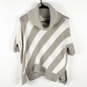 OLD NAVY Wool Blend Striped Turtleneck Short Sleeve Poncho Style Cropped Sweater